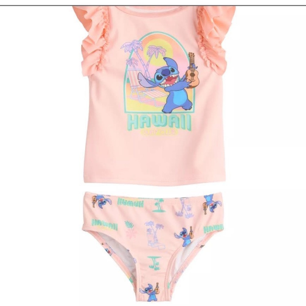 Disney Pink Lilo & Stitch Ruffle Tankini Set 2t